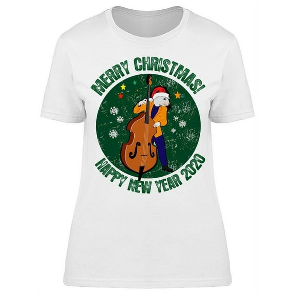 Christmass: Man Playing Cello T-Shirt Women -Image by Shutterstock, Female Small