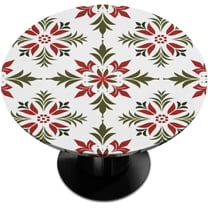 Christmass Pattern Round Outdoor Tablecloth Elastic Waterproof Tablecloth for 36"-42" Tables Fitted Table Cover for Party Holiday Dining Room Buffet Banquet Dinner Kitchen Indoor Picnic