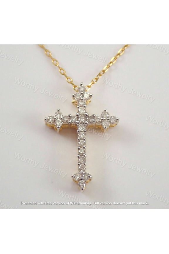 Christmass Sale Cross Pendant 14K Yellow Gold Plated Silver 2Ct Round Lab Created VVS1/D Diamond
