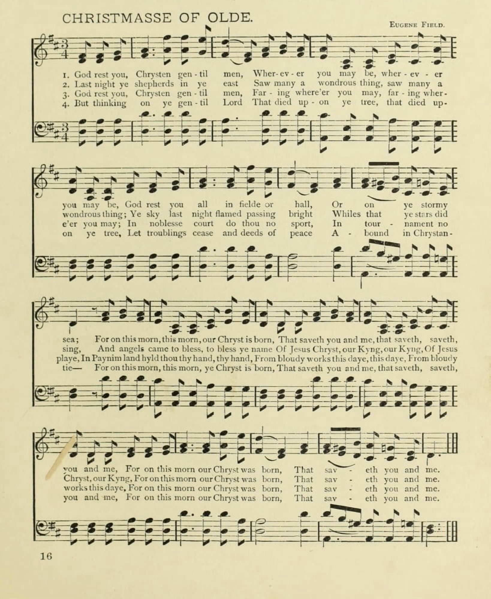 Christmasse of Olde Christmas in Song 1891 Canvas Art - (18 x 24)