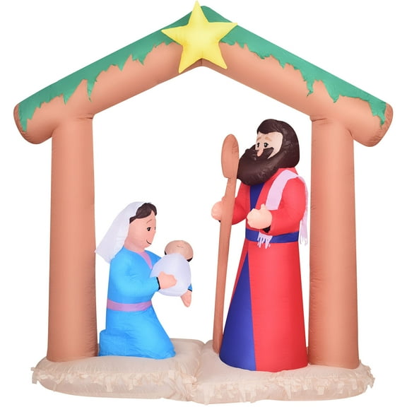 Christmas Time 7ft Inflatable Nativity Scene, with Lights