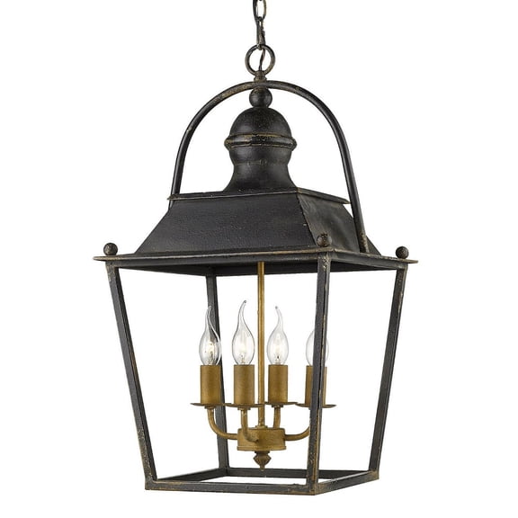 Golden Lighting Christoff 4-light Pendant in Antique Black Iron
