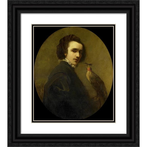 Christoffel Bisschop 15x17 Black Ornate Wood Framed Double Matted Museum Art Print Titled - The Falconer (1850 - 1880)
