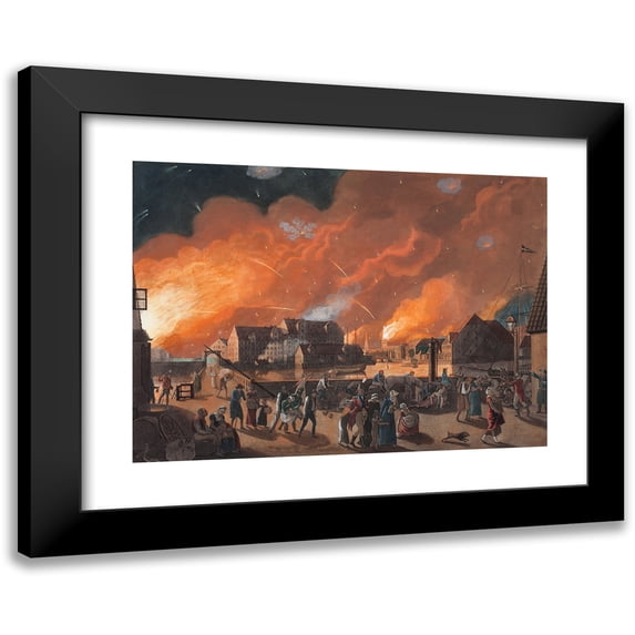 Christoffer Wilhelm Eckersberg 14x11 Black Modern Framed Museum Art Print Titled - Copenhagen, the Night Between 4th and 5th September Seen from Christianshavn (1806 - 1807)