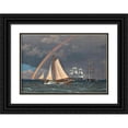 thumbnail image 1 of Christoffer Wilhelm Eckersberg 14x11 Black Ornate Wood Framed Double Matted Museum Art Print Titled: Rainbow at Sea and a Crossing Hunt with Other Ships (1836), 1 of 5