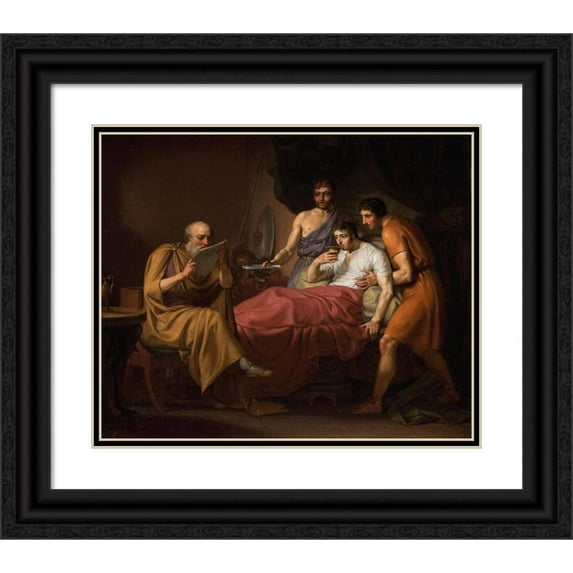Christoffer Wilhelm Eckersberg 17x15 Black Ornate Wood Framed Double Matted Museum Art Print Titled - Alexander the Great on His Sickbed (1806)