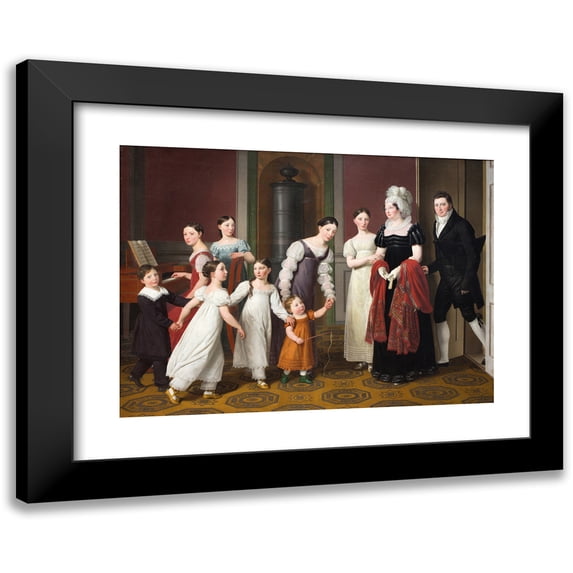 Christoffer Wilhelm Eckersberg 18x14 Black Modern Framed Museum Art Print Titled - The Nathanson Family (1818)