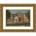thumbnail image 1 of Christoffer Wilhelm Eckersberg 18x14 Gold Ornate Wood Frame and Double Matted Museum Art Print Titled - A Section of the Via Sacra, Rome (The Church of Saints Cosmas and Damian) (ca. 1814-15, 1 of 4