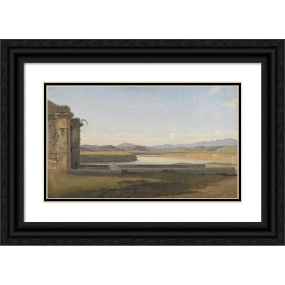 Christoffer Wilhelm Eckersberg 24x16 Black Ornate Framed Double Matted Museum Art Print Titled: View from the Fontana Acetosa, Rome (1814 - 1816)