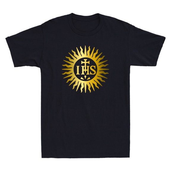 Christogram, Jesuits Jesus Religious Title Symbol Golden Print Men's T-Shirt NEW