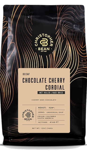 Christopher Bean Coffee - Chocolate Cherry Cordial Flavored Coffee, (Decaf Ground) 100% Arabica, No Sugar, No Fats, Made with Non-GMO Flavorings, 12-Ounce Bag of Decaf Ground coffee