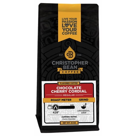 Christopher Bean Coffee - Chocolate Cherry Cordial Flavored Coffee, (Regular Whole Bean) 100% Arabica, No Sugar, No Fats, Made with Non-GMO Flavorings, 12-Ounce Bag of Regular Whole Bean coffee