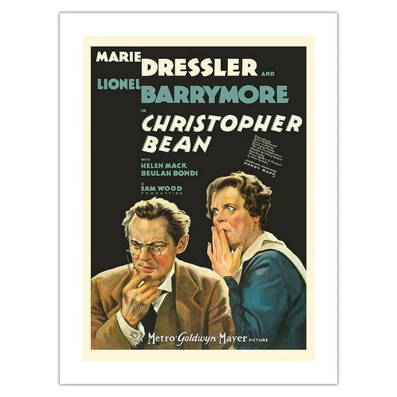 Christopher Bean - Starring Lionel Barrymore Marie Dressler - Vintage Film Movie Poster c.1933 - Fine Art Matte Paper Print (Unframed) 24x32in