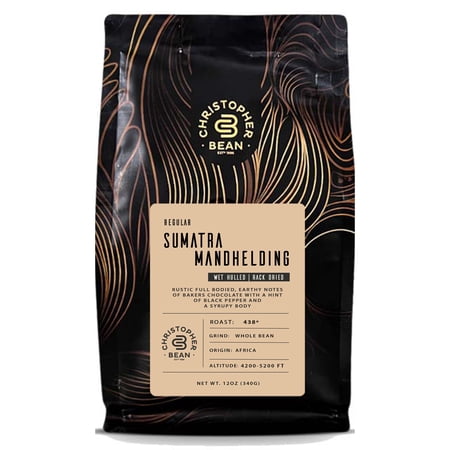 Christopher Bean Sumatra Mandheling Flavored Coffee | Regular Non-Flavored 100% Arabica Coffee | Available in Whole Bean Universal Drip and Percolator Coarse - 12-Ounce Bag