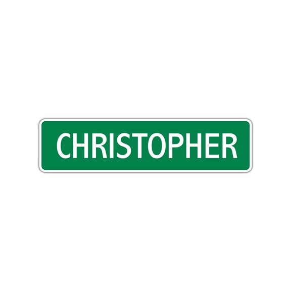 Christopher Boys Letter Printed Label Indoor Outdoor Children Name Wall Plaque Decoration Aluminum Sign 4"x13.5"