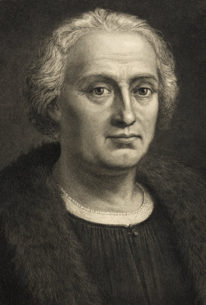 Christopher Columbus 1451-1506 Italian Born Spanish Financed Explorer Discoverer Of America From A 19Th Century Print After A Work By Bartholomeo De Suardo Canvas Art - Ken Welsh Design Pics (24 x 36