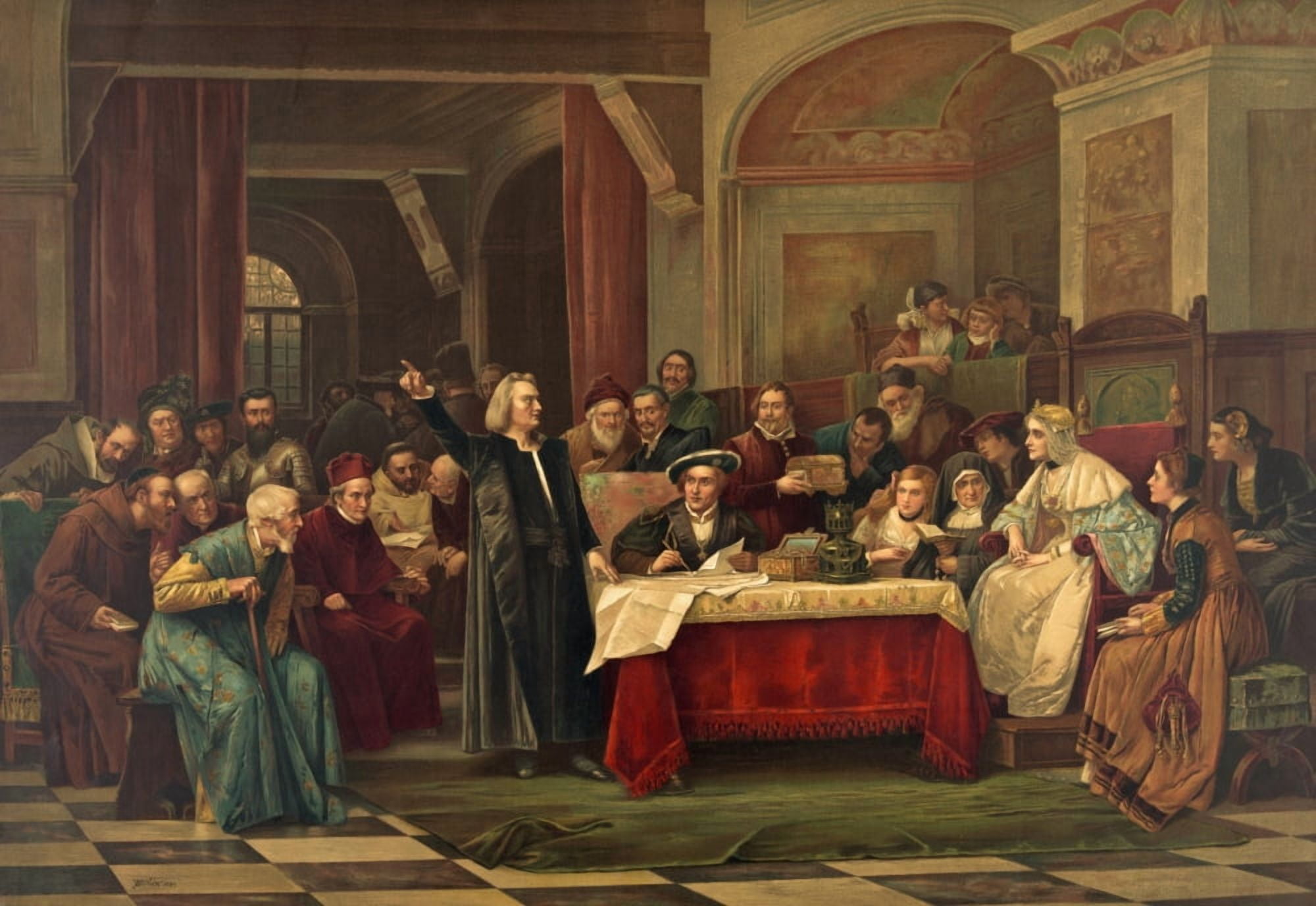 Christopher Columbus 1451-1506 At The Spanish Court Requesting Financial Support From Queen Isabella And King Ferdinand For His Trip To The New World Canvas Art - Ken Welsh Design Pics (36 x 24)