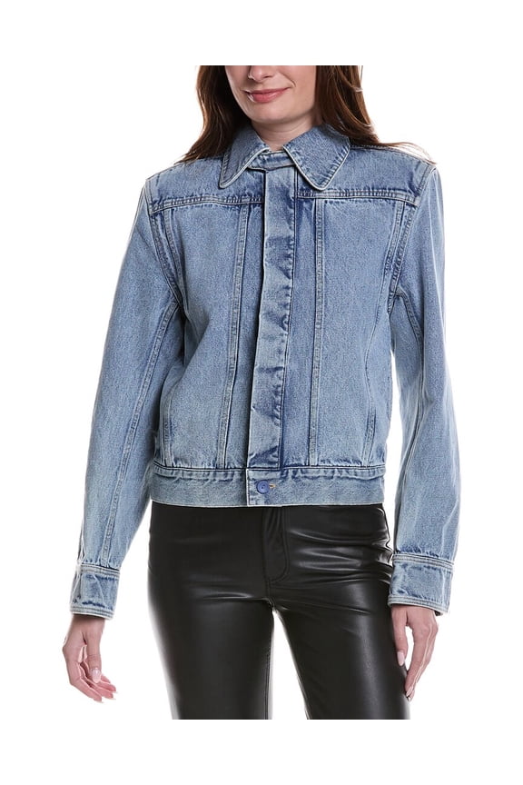 womens Sculptured Corsage Denim Jacket, 8 (S), Blue