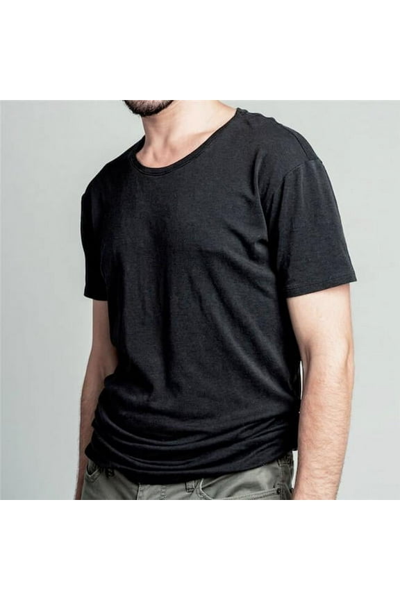 850002846119 Mens Manhattan Crewneck Tencel Under T-Shirt, Black - 2XL