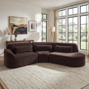Christopher Knight Home 123" Modern Curved Compressed Sectional Sofa, 4 Seats Modular Couch, Brown