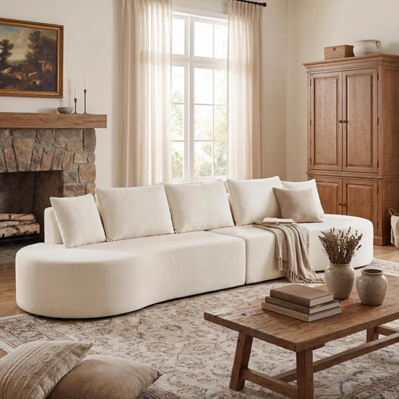Christopher Knight Home 138.6" Modern Curved Modular Sectional Sofa with High Density, Beige