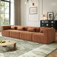 thumbnail image 1 of Christopher Knight Home 145.5" Modular Sectional Sofa, 4-Piece Upholstered Full-Compressed Foam Couch, Orange, 1 of 12