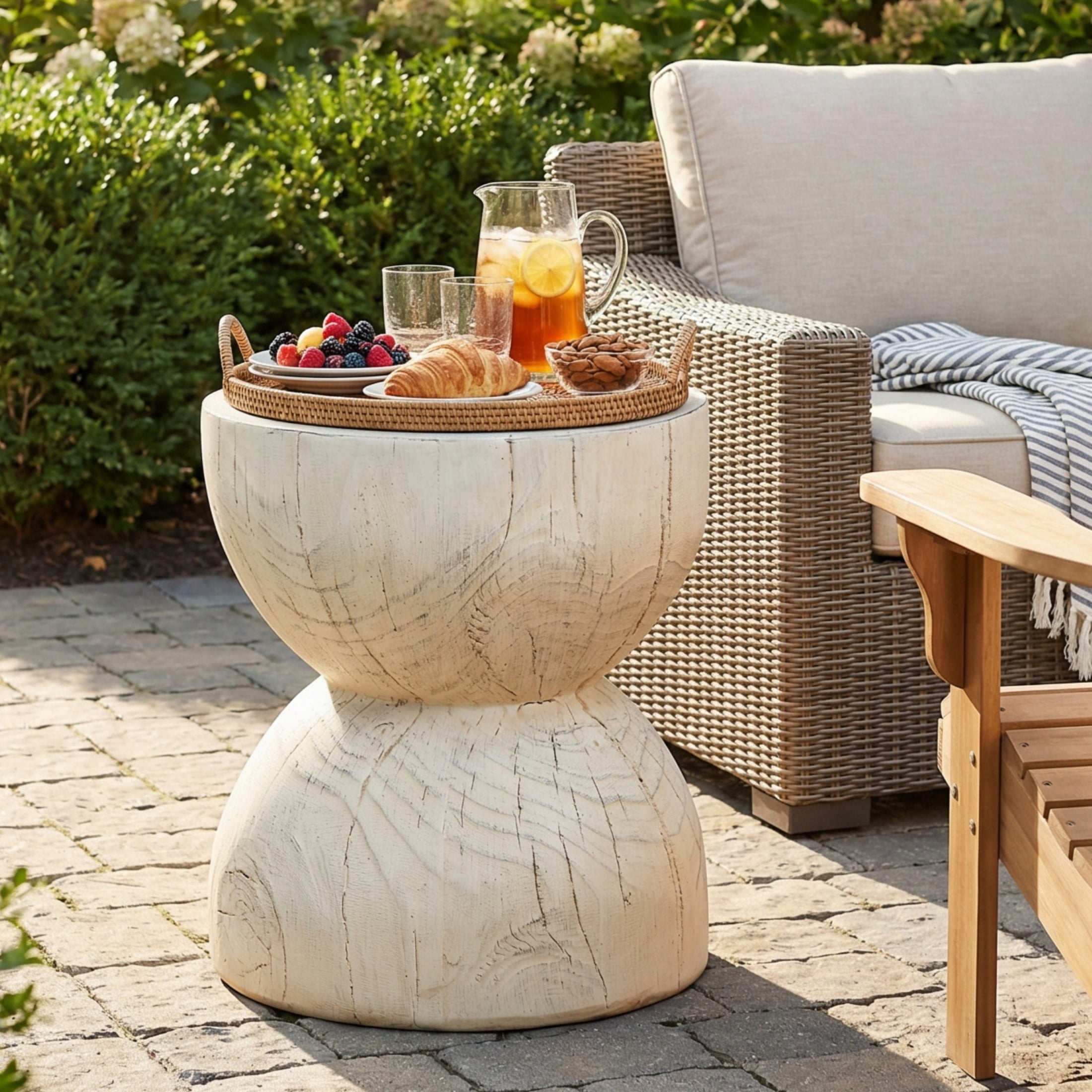 Christopher Knight Home 16.54" Indoor/Outdoor MGO Side Table with Hourglass Design, Natural