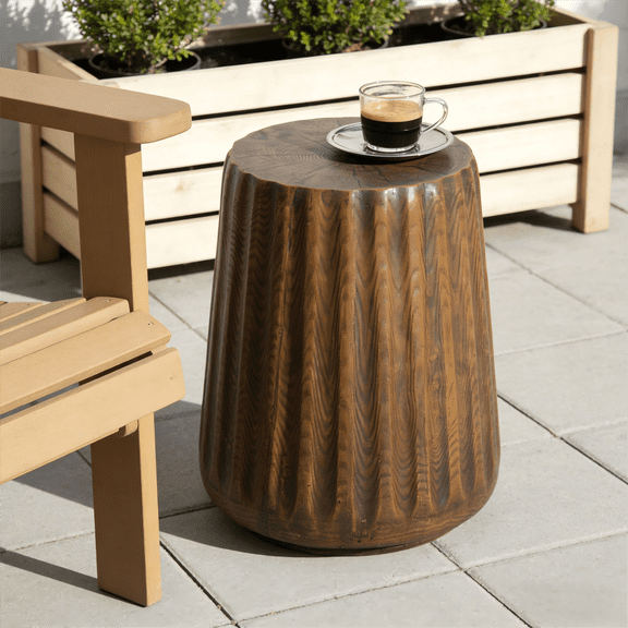 Christopher Knight Home 16.6"H Tree Stump Side Table, Indoor Outdoor Accent Table, Wood Grain Brown