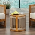 thumbnail image 1 of Christopher Knight Home 16.9" Outdoor Side Table with Handwoven Rope Accent, Acacia Wood Frame, Teak, 1 of 9