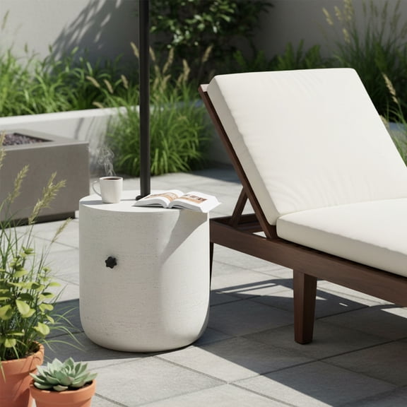 Christopher Knight Home 17.5"H Patio Umbrella Base MGO Side Table, Sand Fill Design, Lime White