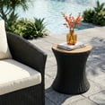 thumbnail image 1 of Christopher Knight Home 17.5" Round Outdoor Patio Side Table with Wood Top, Wicker Base, Black + Natural, 1 of 12