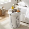 thumbnail image 1 of Christopher Knight Home 18.1" Modern MGO Sculptural Round Side Table, White Marble Travertine Finish, 1 of 9