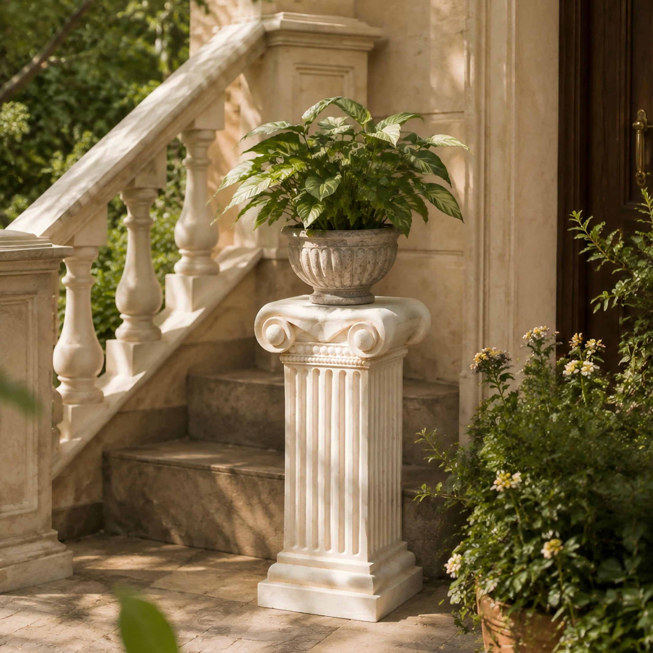Christopher Knight Home 18.11" MGO Roman Column Stand, Decorative Plants & Flowers Pedestal, Antique White