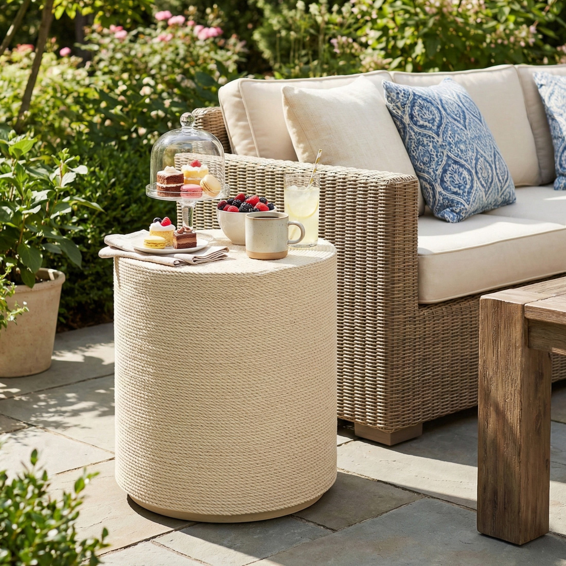 Christopher Knight Home 18.11" Simulated Rattan Cylindrical Side Table for Indoor Outdoor Use, Natural