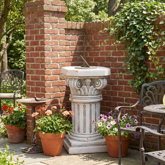 Christopher Knight Home 18.5" Ionic Pedestal Plant Stand, MGO Indoor Outdoor Side Table, Antique White