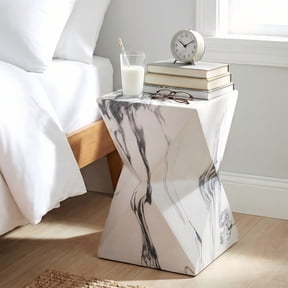 Christopher Knight Home 18.5" Lightweight Concrete Geometric Hourglass Accent Side Table, Marble