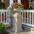 thumbnail image 1 of Christopher Knight Home 19.25" Outdoor Classic Plant Stand with Square Pedestal, Light Gray, 1 of 8