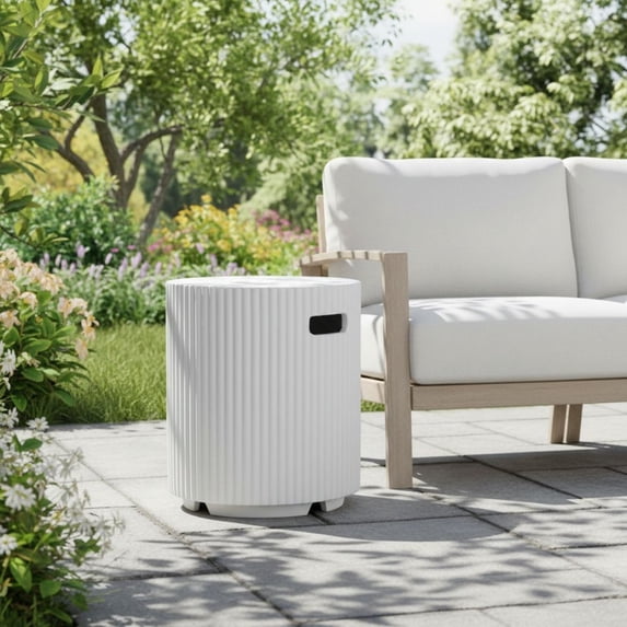 Christopher Knight Home 19.9" MGO Propane Tank Holder & Outdoor Side Table, White