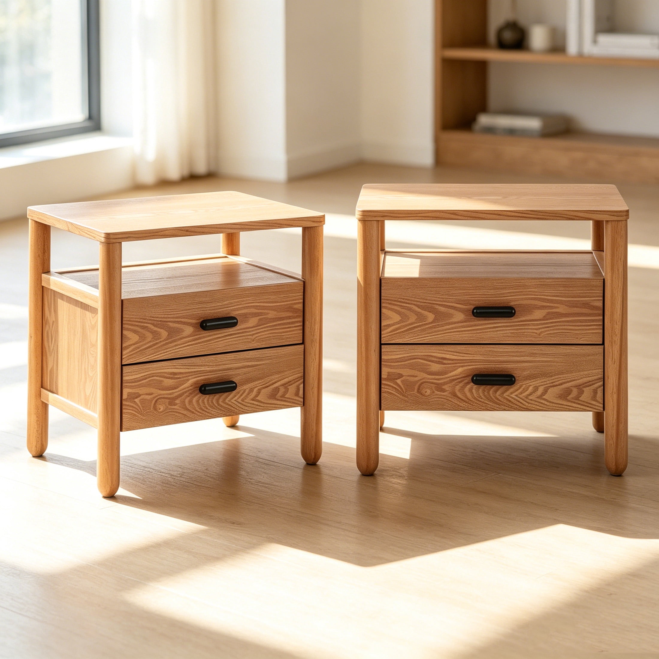 Christopher Knight Home 2-Drawer Modern Nightstand, End Table with Open Shelf, Brown, Set of 2