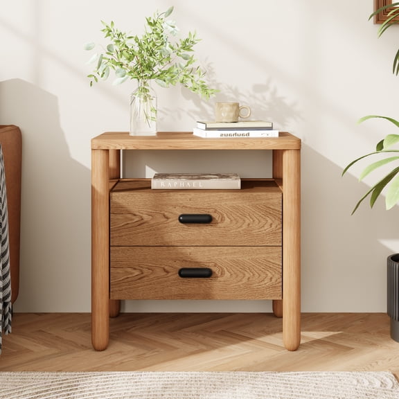 Christopher Knight Home 2-Drawer Modern Nightstand, End Table with Open Shelf, Natural
