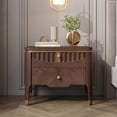 thumbnail image 1 of Christopher Knight Home 2-Drawer Nightstand, Bedside Table with Gold Metal Button Handles, Brown, 1 of 11