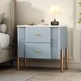 thumbnail image 1 of Christopher Knight Home 2-Drawer Nightstand, Bedside Table with Gold Metal Handles and Legs, Blue, 1 of 10