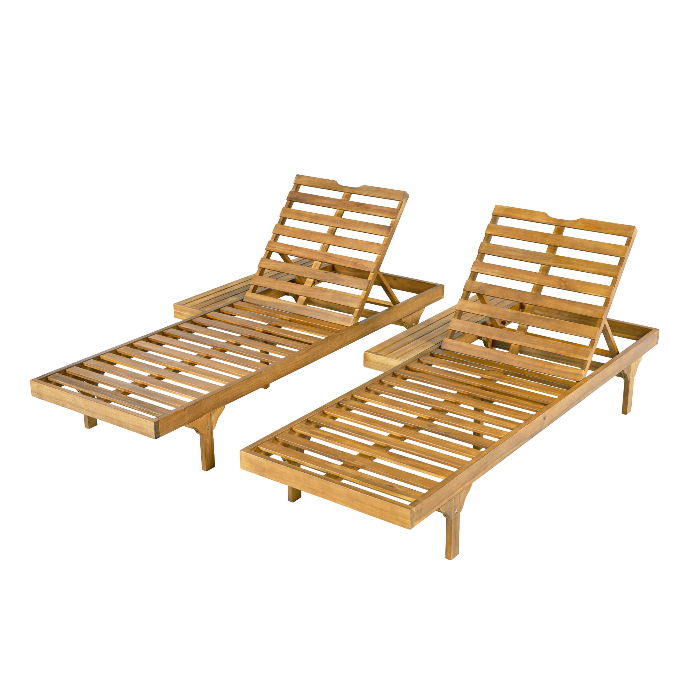 Christopher Knight Home 2-Person Adjustable Outdoor Chaise Lounge Set, Convertible Double Design, Teak