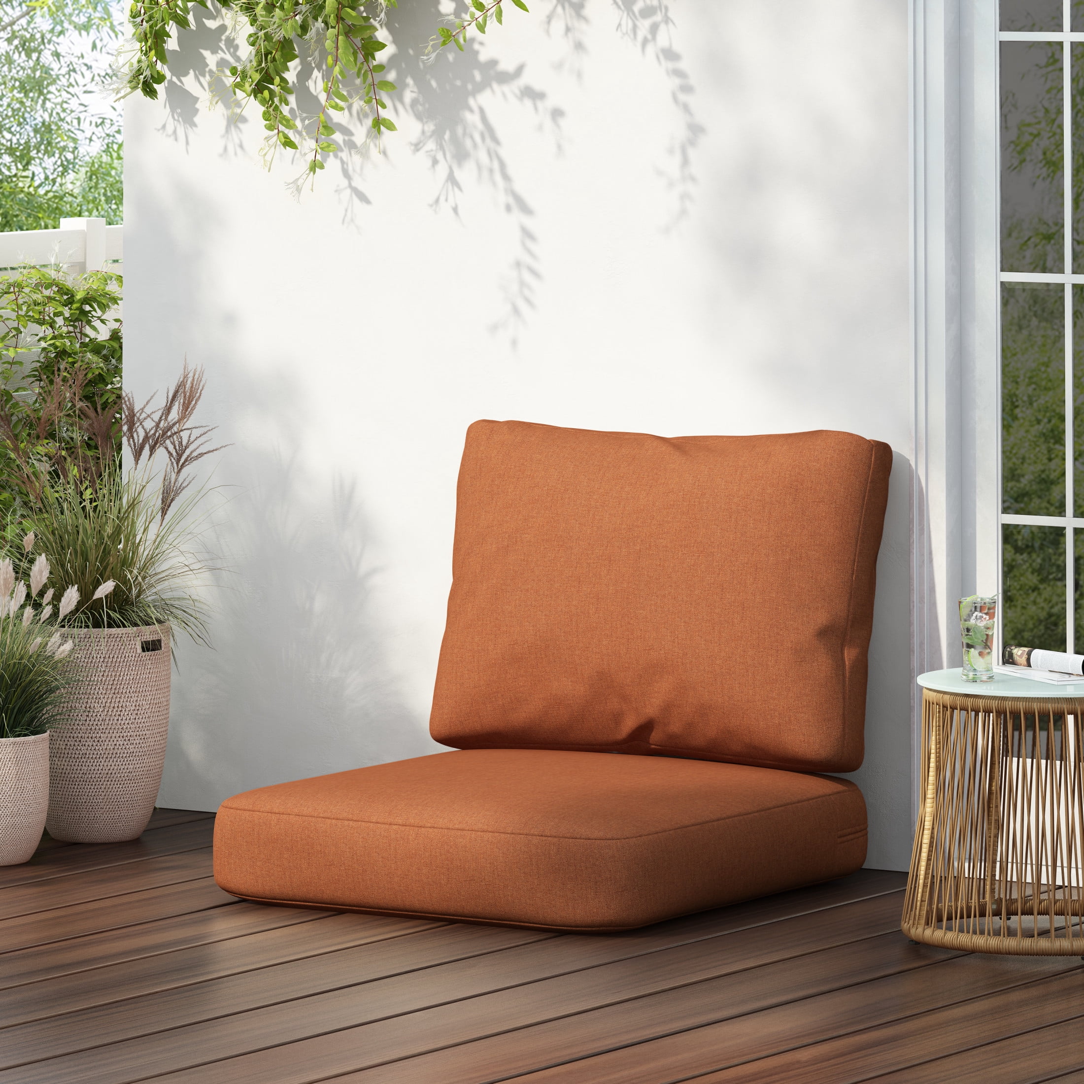 Christopher Knight Home 2-Piece Outdoor Deep Seat Cushion Set, 24"x 24"x 5", Orange