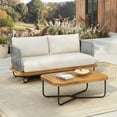 thumbnail image 1 of Christopher Knight Home 2-Piece Patio Furniture Outdoor Loveseat Set, Rope Woven Loveseat with Coffee Table, Beige Cushion, 1 of 5
