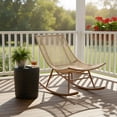 thumbnail image 1 of Christopher Knight Home 2-Piece Smooth Arc Outdoor Rocking Chair with Lightweight Concrete Side Table, Beige, 1 of 11