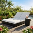 thumbnail image 1 of Christopher Knight Home 2-Piece Wood Adjustable Double Chaise Lounge with Concrete Side Table, Black, 1 of 16