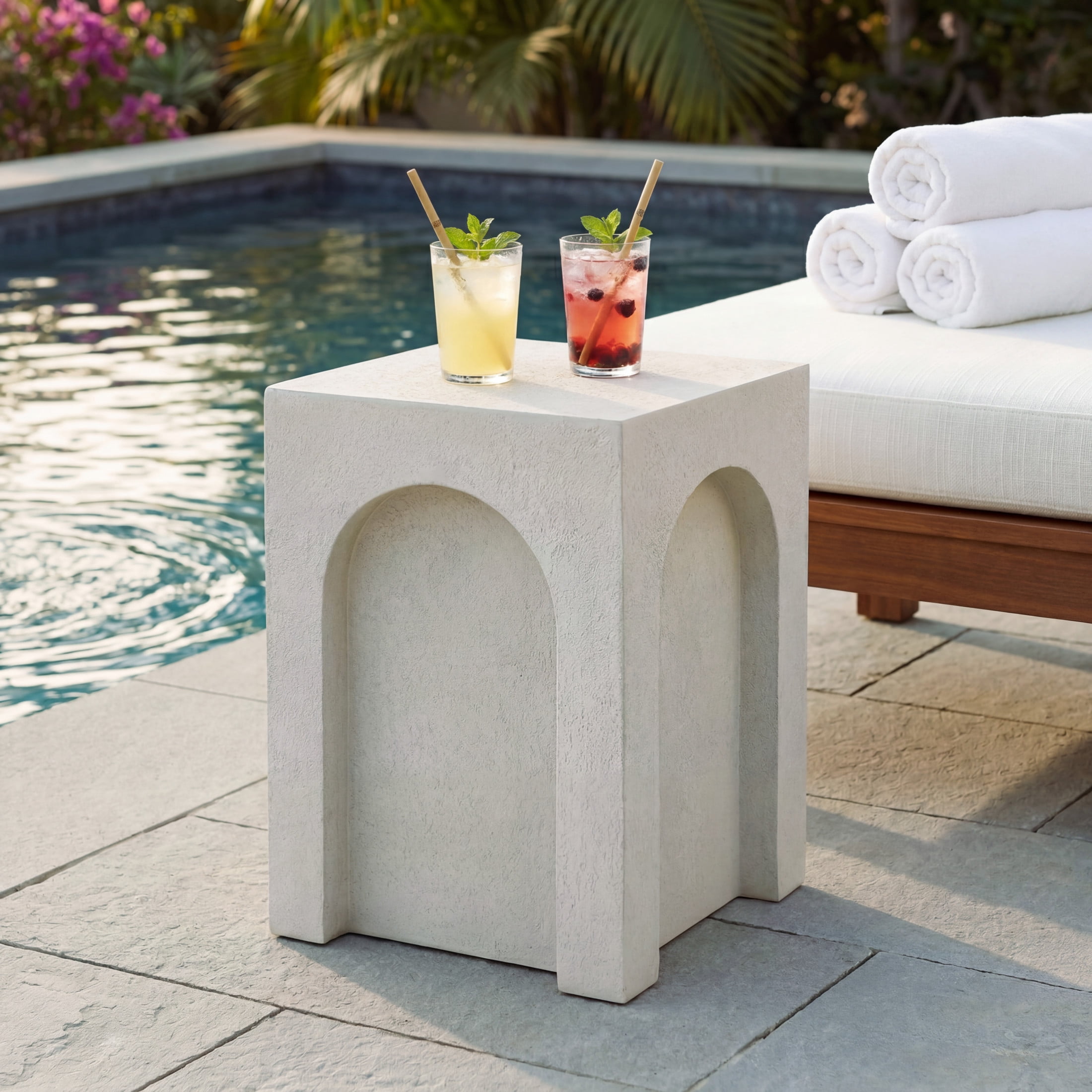 Christopher Knight Home 21.45" H Square Side Table, MgO End Table for Indoor and Outdoor Use, Antique White