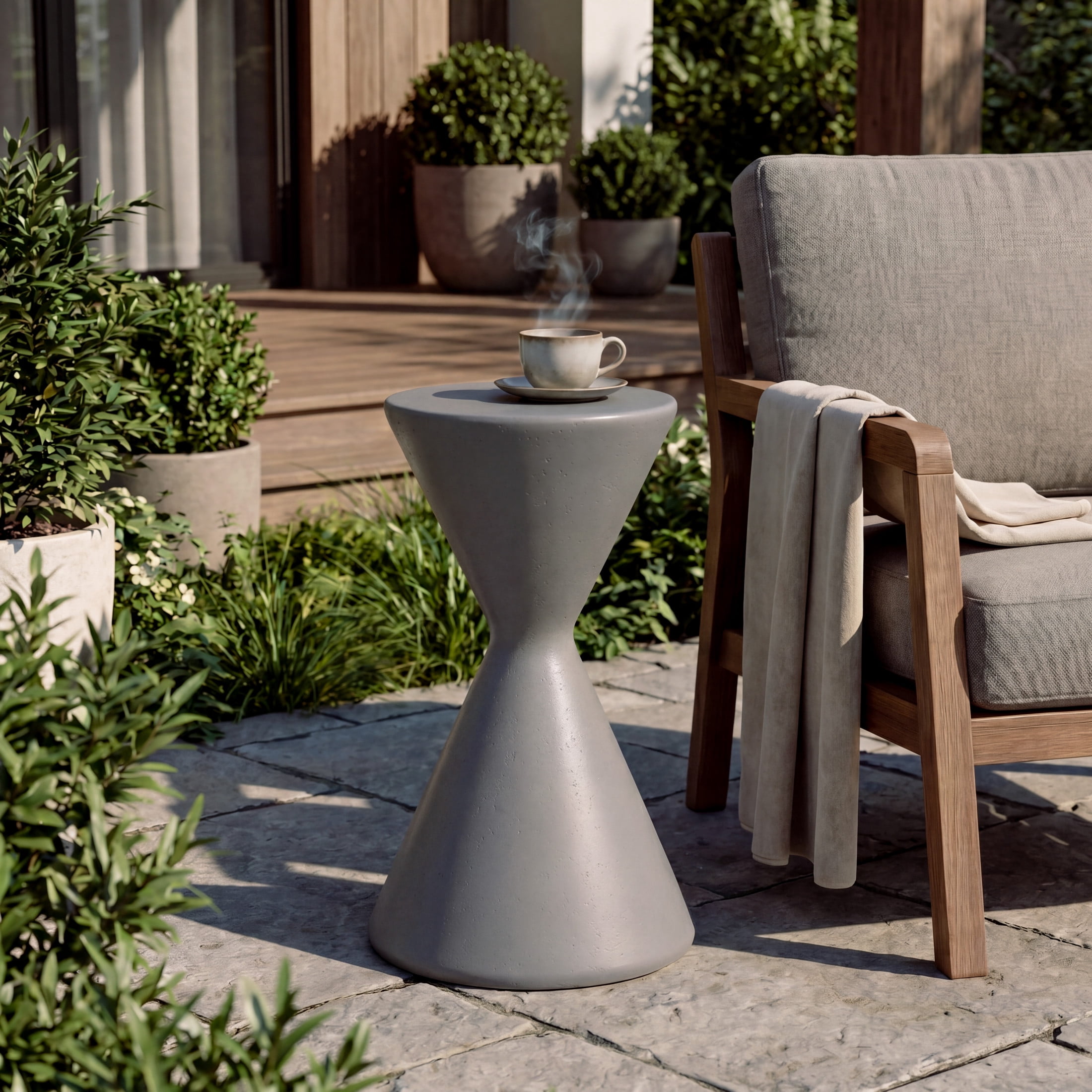 Christopher Knight Home 22.3"H Modern Round Garden Pedestal, Indoor Outdoor MGO Plant Stand, Gray