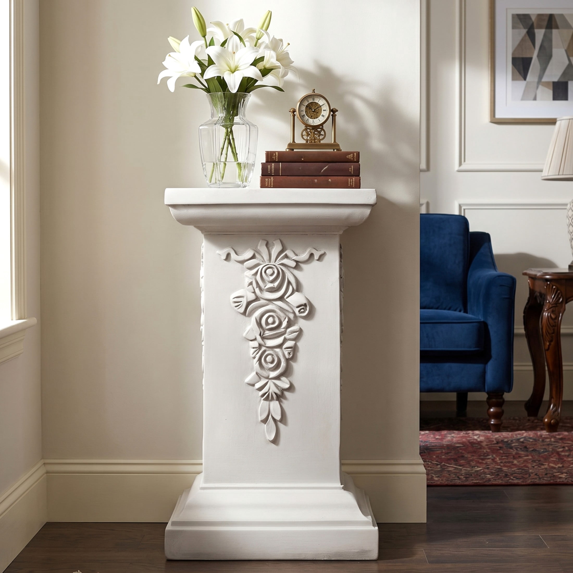 Christopher Knight Home 22.44"H MGO Pedestal Plant Stand, Floral Display Column, Antique White